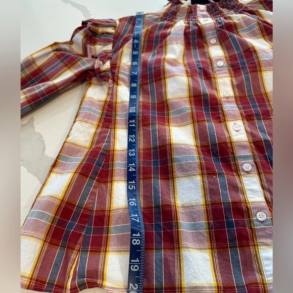 Something Navy - Jamie Ruffle Sleeve Plaid Button Up XS M0341 - Picture 10 of 12